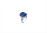 Blue & White Sapphire Cushion Halo Engagement Ring