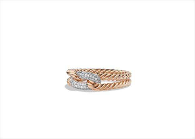 Rose Gold Plated CZ Studded Twisted Ladies Ring