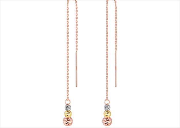 Three Tone Plated Diamond Cut Ball Drop Fashion Earring