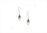 Rhodium Plated Filigree And Pearl Lever Back Earrings