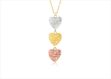 Three Tone Plated Triple Heart Pendant