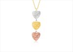 Three Tone Plated Triple Heart Pendant