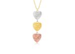 Three Tone Plated Triple Heart Pendant