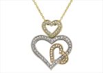 Three Tone Plated CZ Studded Heart Pendant
