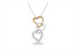Two Tone Plated CZ Hollow Heart Pendant
