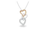 Two Tone Plated CZ Hollow Heart Pendant