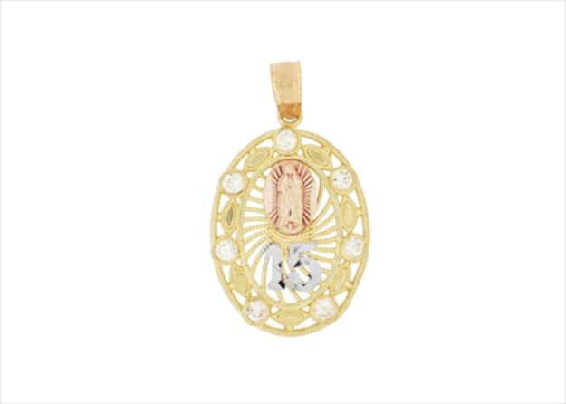 Three Tone Plated CZ Studded Numeric Religious Pendant