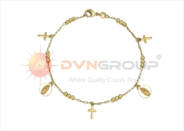 Gold Plated Virgin Mary Cross Charm Bracelet