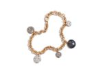 Gold Plated CZ Studded Womens Charm Bracelet
