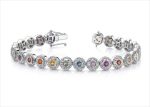 Silver Plated Multicolored stone Tennis Bracelet