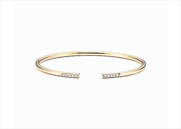 Fashionable CZ Studded Cuff Bracelet with Gold Plated