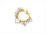 Three Tone Plated Womens Pearl Charm Toggle Bracelet