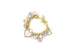 Three Tone Plated Womens Pearl Charm Toggle Bracelet