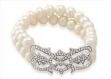 Silver Plated CZ Studded Womens Pearl Bracelet