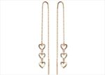 Triple Dangling Heart Shape Threader Earrings