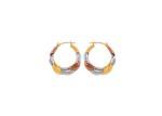 Three Tone Plated | Basket Hoop Earrings