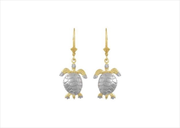 Mini Sea Turtle Lever Back Animal Earrings