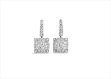 Rhodium Plated CZ Studded Square Shape Twisted Earring