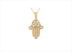 CZ Studded Evil Eye Hamsa Pendant