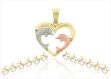 Three Tone Plated Heart Shape Dolphin Pendant