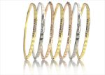 Three Tone Plated CZ Studded 7 Days Semanario Bangles