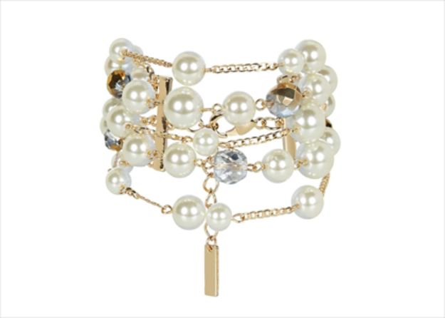 Gold Plated Womens Pearl Bracelet