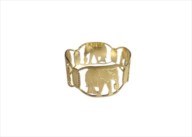 Gold Plated Animal CNC Elephant Bangle