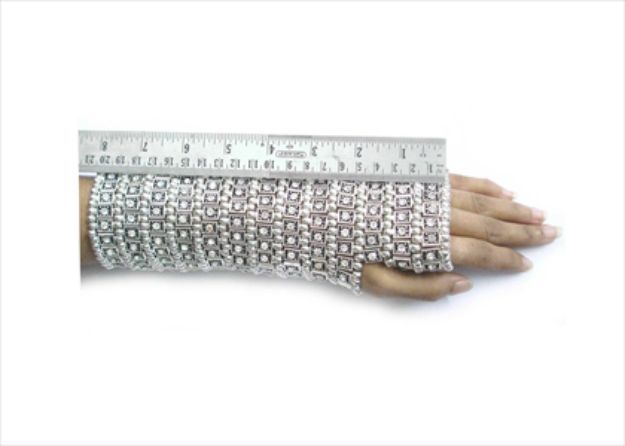 Silver Plated CZ Studded Glove Bracelet