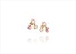 Gold Plated Three Stone Bezel Set Stud Earrings