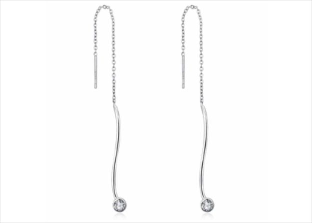 CZ Studded Stick Threader Earrings