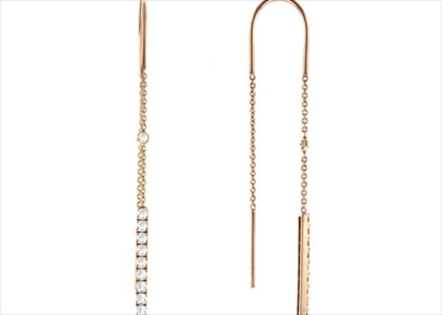CZ Studded Bar Threader Earrings