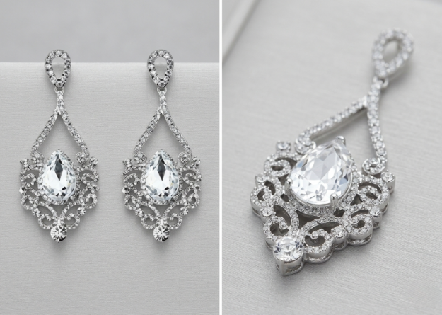 Rhodium Plated Chandelier Earrings