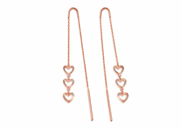Triple dangling heart earrings