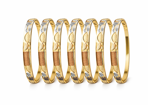 three tone plated lock bangle