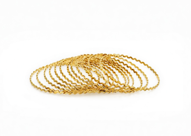 Gold Plated Zig Zag Sugar Texture Punched Bangles