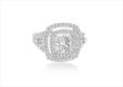 Rhodium Plated Cushion Outline Engagement Ring