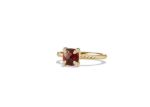 Gold Plated CZ Studded Ruby Cushion Cut Ladies Ring