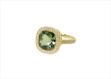Gold Plated CZ Studded Ring with Green Gemstone
