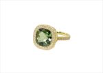 Gold Plated CZ Studded Ring with Green Gemstone