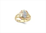 Three Tone Plated Mother Mary Ring with CZ