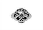 Rhodium Plated Skull Mens Ring