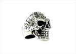Rhodium Plated Skull Mens Ring