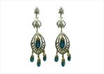 Gold Plated CZ Studded Gemstone Chandelier Drop Earring