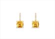 Gold Plated Square Citrine Stone CZ Studded Earring