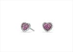 Rhodium Plated Pink CZ Heart Shape Twisted Stud Earring
