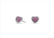 Rhodium Plated Pink CZ Heart Shape Twisted Stud Earring