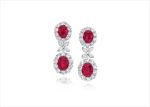 Rhodium Plated Ruby and CZ Gemstone Earrings