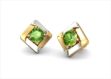 Two Tone Plated Gemstone Solitaire Stud Earring