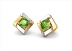 Two Tone Plated Gemstone Solitaire Stud Earring