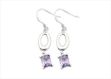 Rhodium Plated Gemstone Dangle Earring